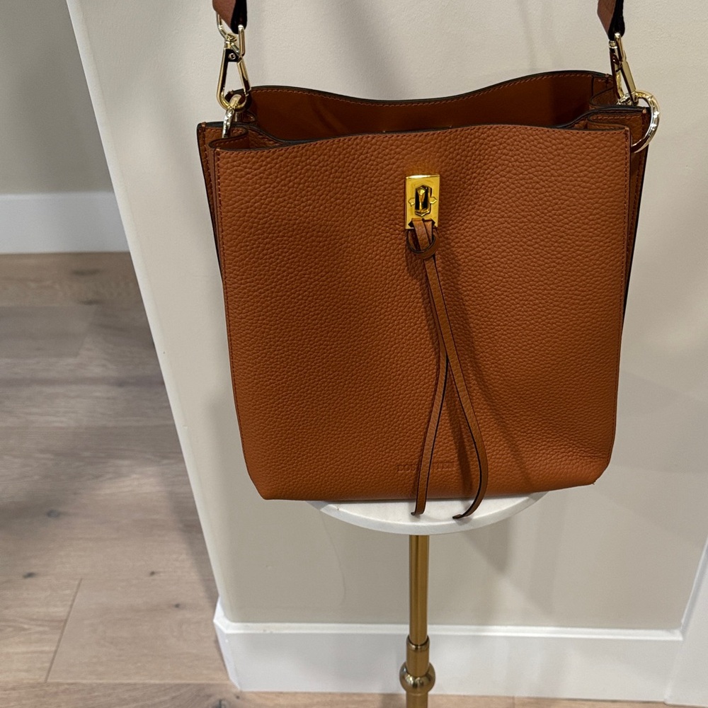Trending Caramel Brown Leather Bag with Crossbody adjustable strap - see pics